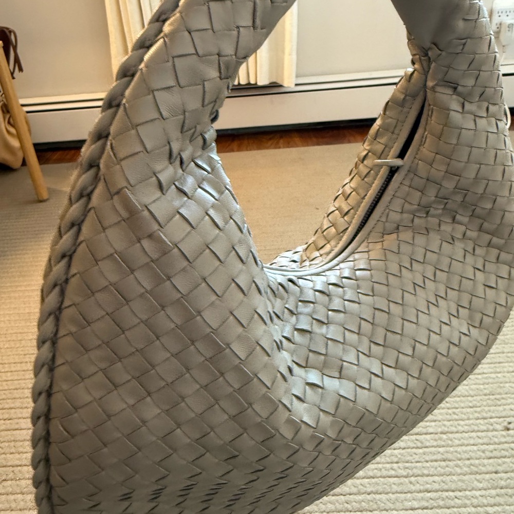 Bottega Veneta Gray Intrecciato Leather Shoulder Bag